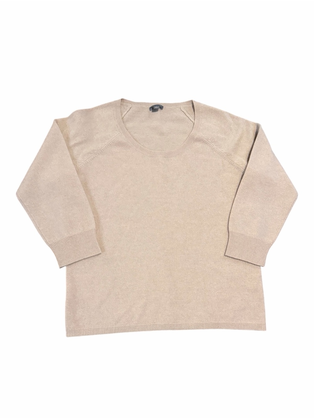 Ann Taylor 100% Cashmere 3/4 Sleeve Sweater Neutral Capsule Crew Neck Old Money